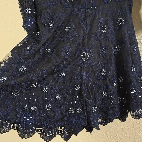 Free People Midnight Blue Lace Romper